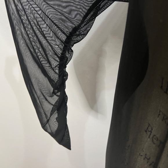 'CURLY GIRL' Sexy Black Sheer Long Sleeve Maxi Cardigan See Through Mesh Size 2X - Picture 5 of 11